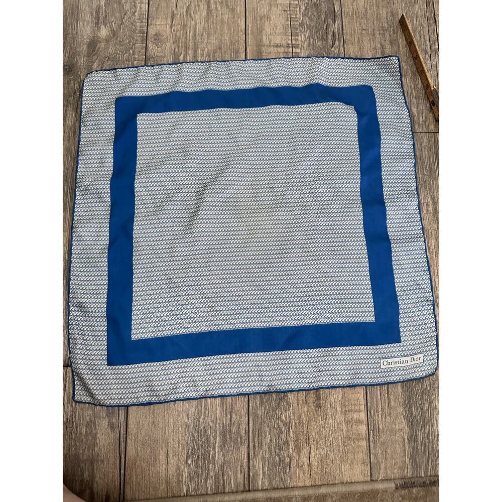 Christian Dior Women's Blue & White Babushka Monogram Silk Scarf